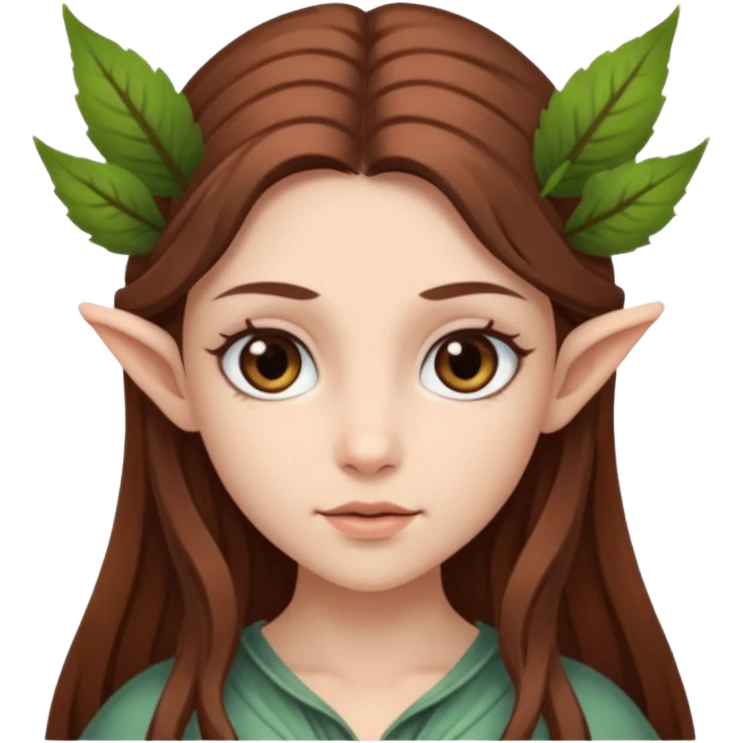 fae with gray eyes and long brown hair emoji
