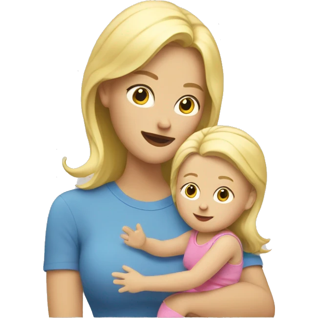 Blond mom with girl baby  emoji