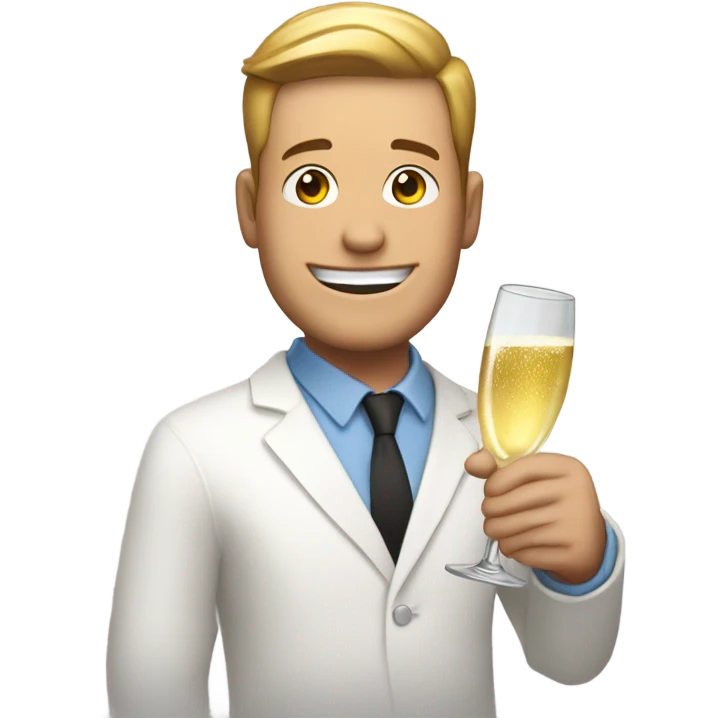 Man holding champagne and a sign that says happy birthday jake emoji