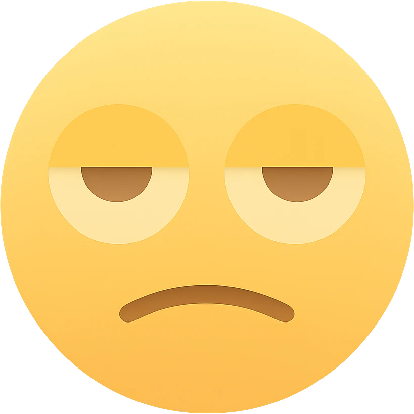 Add color to the sarcastic emoji with rolled eyes, keeping the icon style with a transparent background. The emoji should have a sarcastic expression with rolled eyes and colored details consistent with icon style. emoji