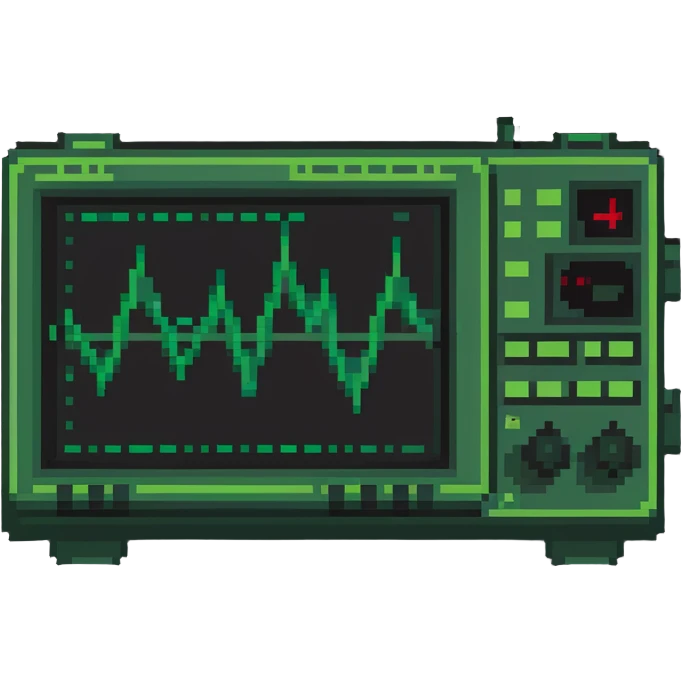 Electronic oscilloscope with green waveform display emoji