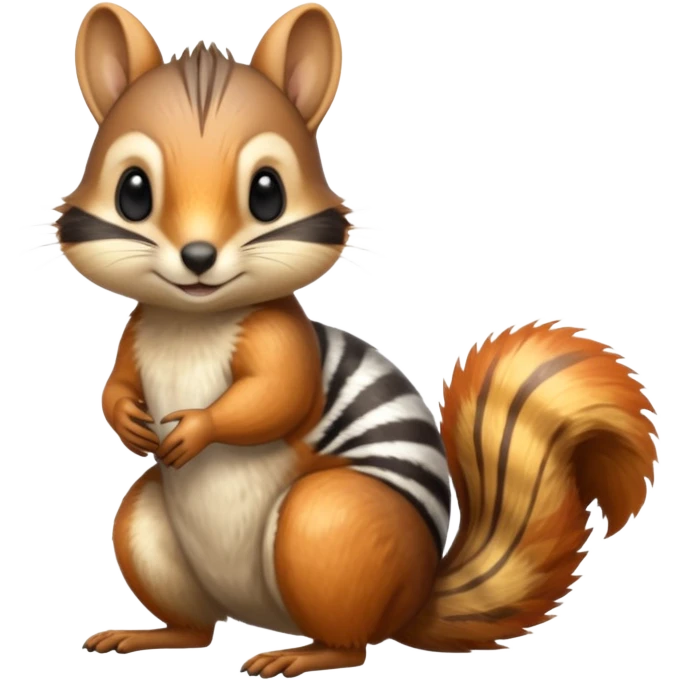 Colorful shiny hyper-realistic cute smooth soft fuzzy Squirrel-Numbat-hybrid (full body) emoji