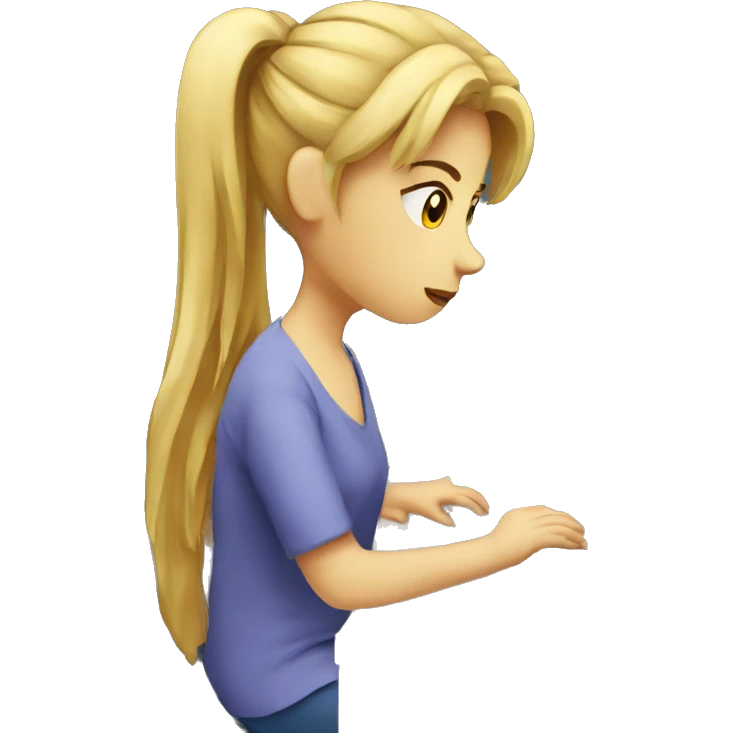a sad girl working on excel on her monitors emoji