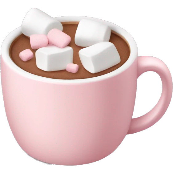 Light Pink mug of hot chocolate with marshmallows  emoji