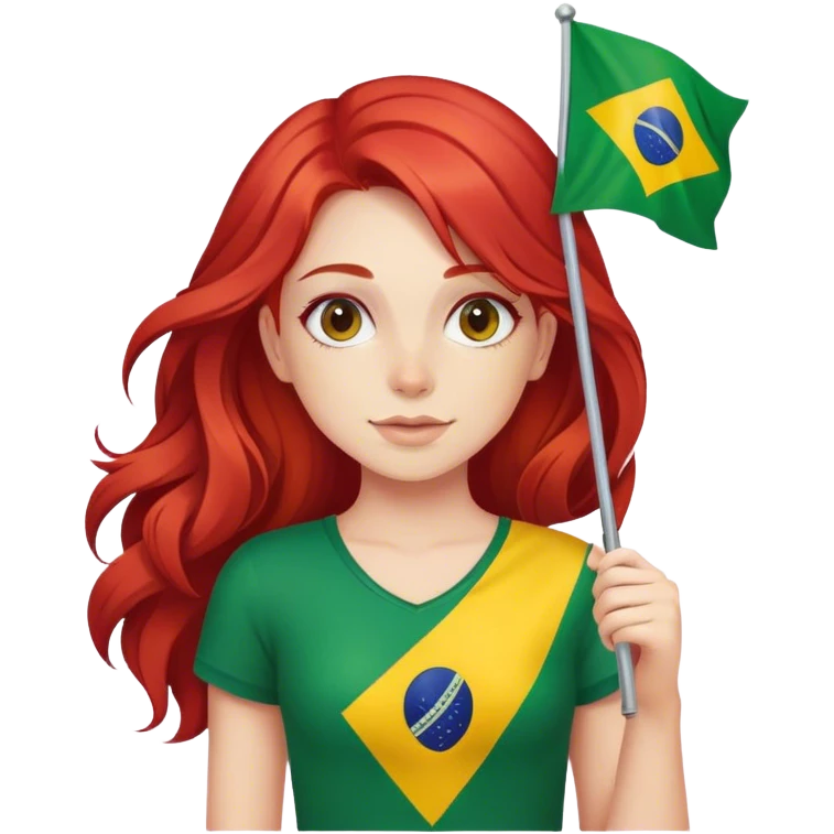 Ragazza con i capelli rossi e bandiera brasiliana  emoji
