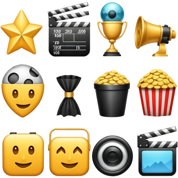 featuring achievements, films, and 100 views, in a style achievement emoji