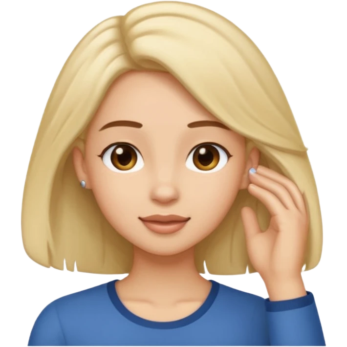 Flirty emoji putting hair behind ear emoji