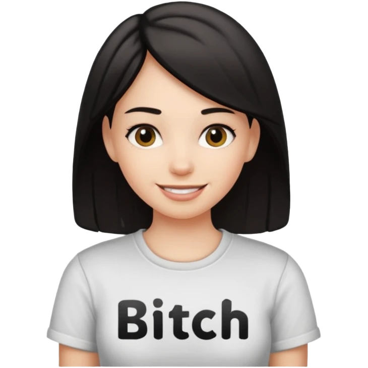Girl wearing a shirt that says bitch emoji