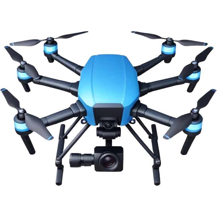 cinematic camera drone object icon, 3-axis gimbal stabilized camera, large lens, carbon fiber arms, glowing status lights, 3D cartoon, mobile game icon style, centered, clean background, no text, no watermark
  emoji