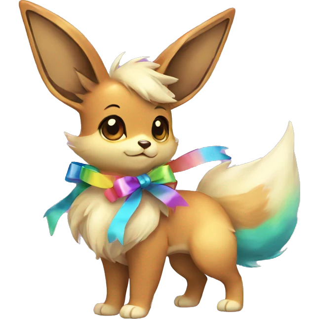 Shiny colorful Eevee with ribbons emoji