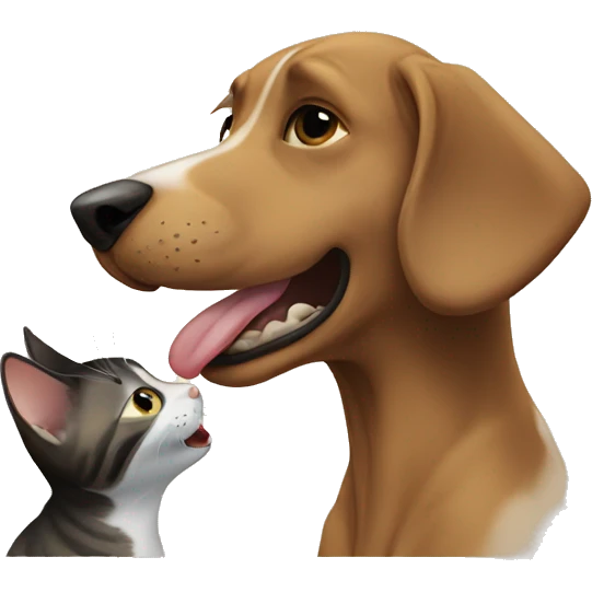 Dog licking cat emoji
