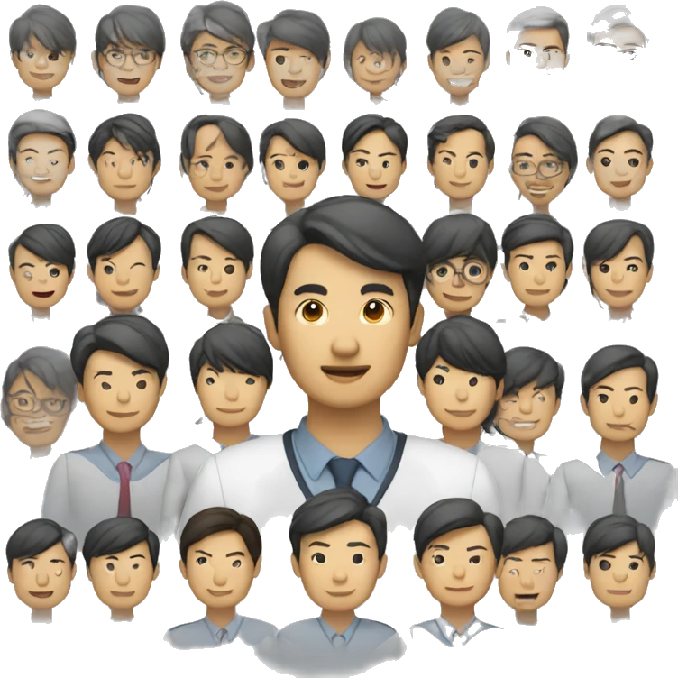 an asian team lead managing office team emoji