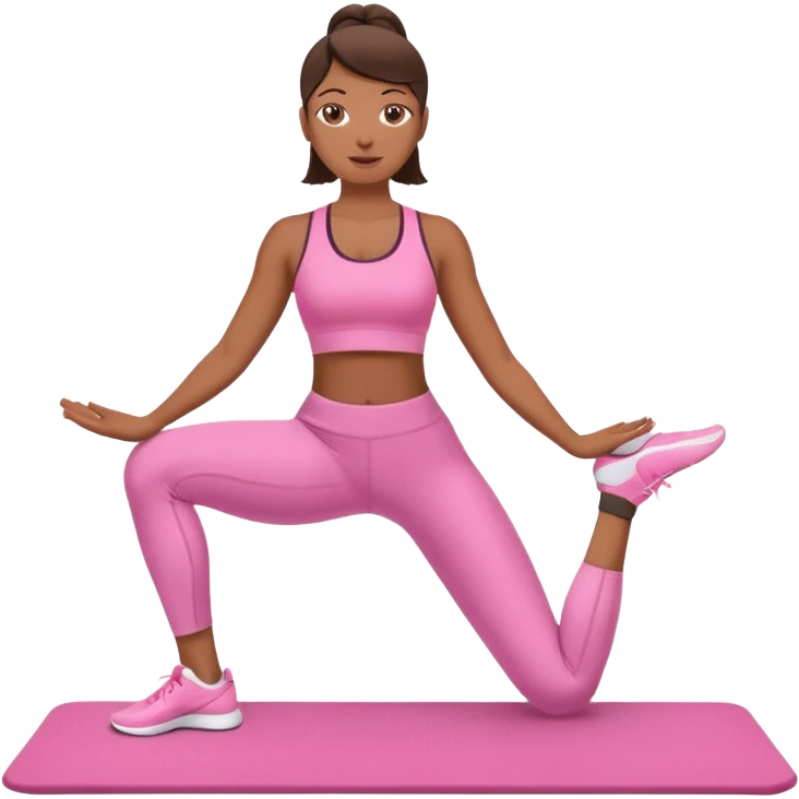 medium-skinned woman doing Pilates in pink sportswear emoji