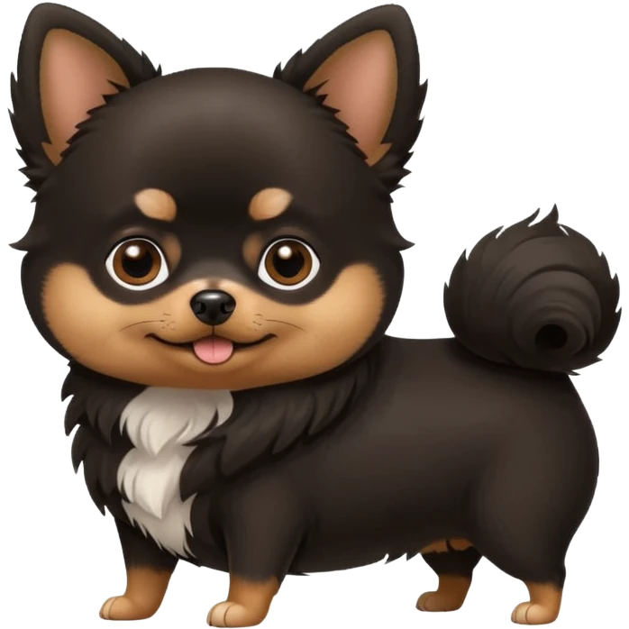 black pomeranian with a brown chihuahua emoji