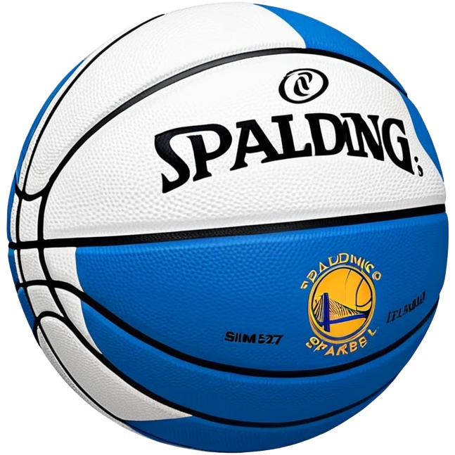 minimalist blue Spalding basketball with simple NBA logo, few colorful lines, clean design emoji