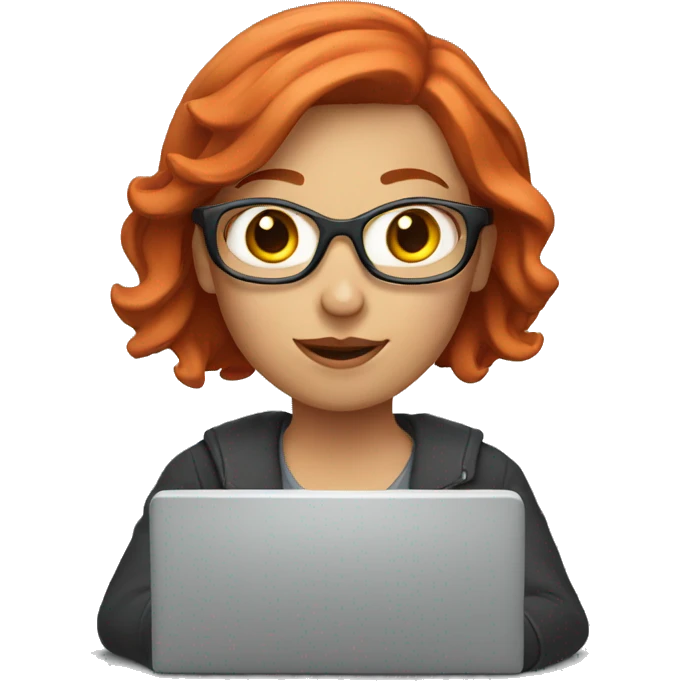 Red haired woman with computer emoji