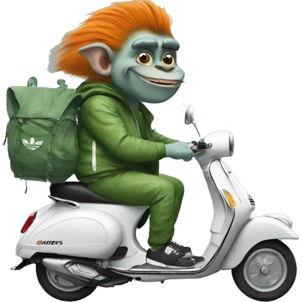 Troll on a vespa wearing an adidas tracksuit  emoji