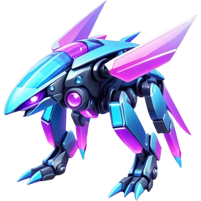  Epic legendary rare glowing mechanical Shiny sparkly transparent bioluminescent luminescent vibrant bright pastel dark exotic iridescent colorful gradients futuristic modern metallic glossy glittery fantasy-cyber-Fakémon-Vernid-Palkia-mecha-creature emoji