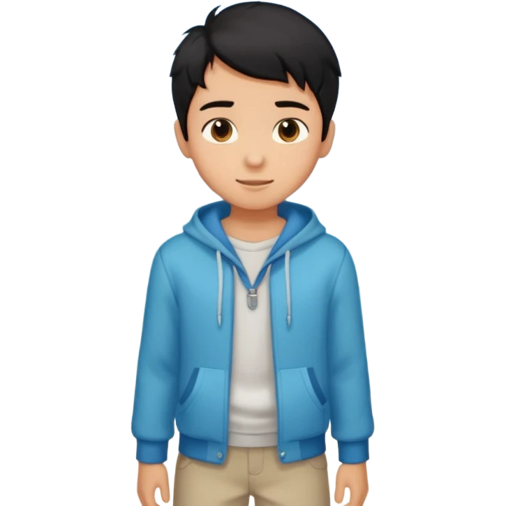 검은 머리의 소년, 옷을 입고 있는 바다를 좋아하고, 완벽을 추구하는, 귀여운, 게임을 좋아하는 emoji