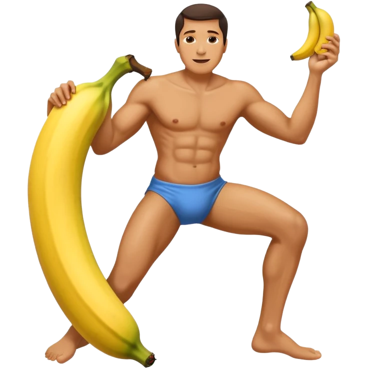 naked man with a big banana sticking up from between his legs emoji