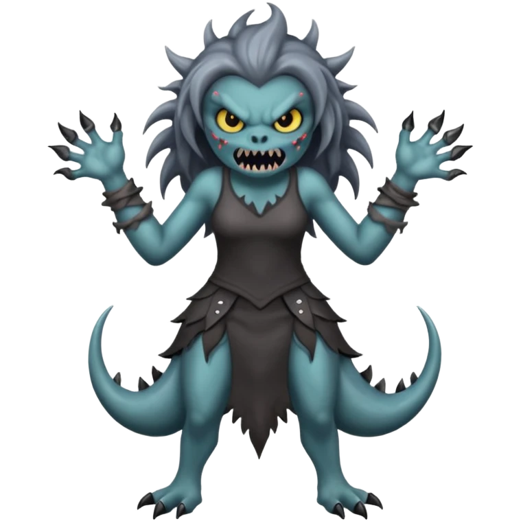 dark angry siren monster, full body emoji