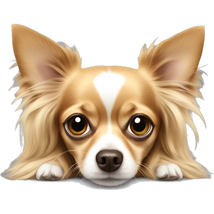 Long haired chihuahua laying emoji