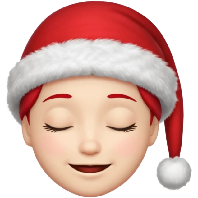 Smile with closed eyes in a red Christmas hat emoji