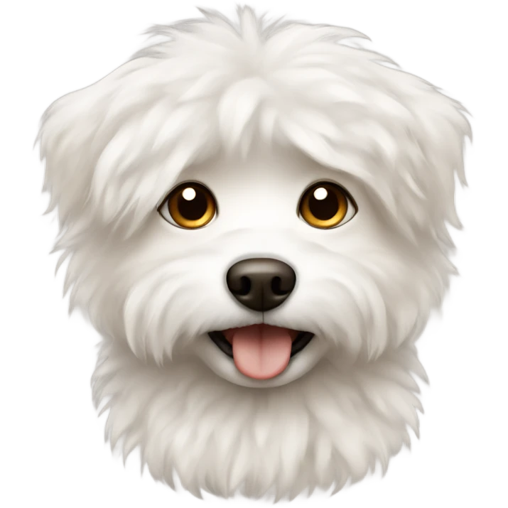 Small white fluffy Dog with brown spots  emoji