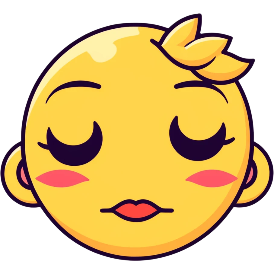 Emoji with lashes making a kissy face  emoji