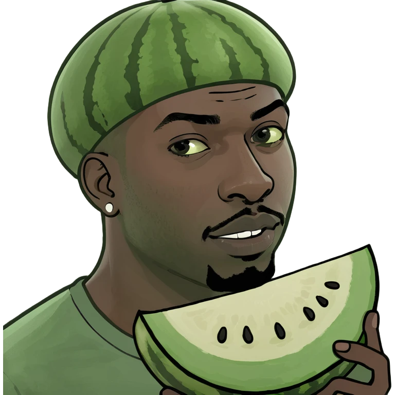Black man with watermelon head emoji