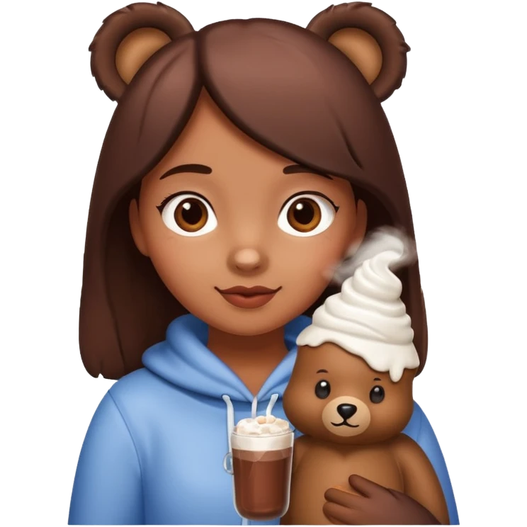 девушка с горячем шоколадом в бутылке в форме мишки emoji
