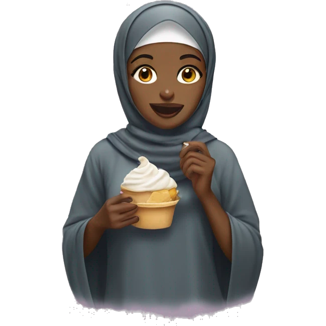Black girl with hijab and eating glace emoji