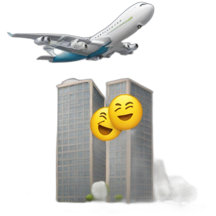 deux bulding et avion emoji