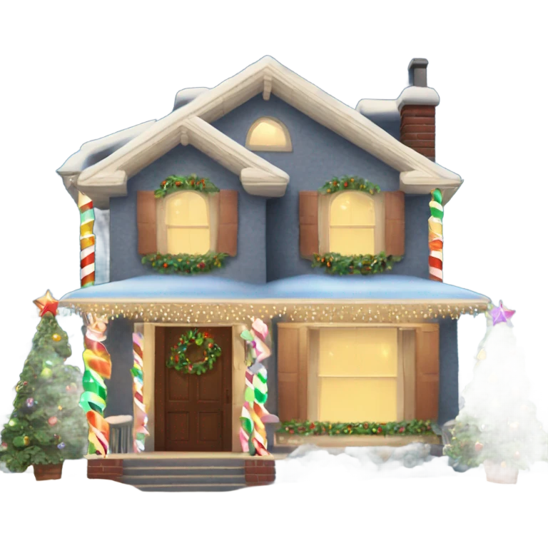 house decorated with fancy Christmas lights and lots of Fancy decorations emoji