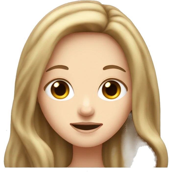 White girl with long hair brown food emoji