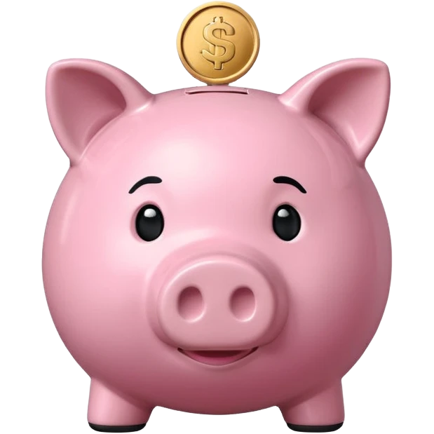 A piggy bank with a coin being inserted, symbolizing company pension savings. Minimalist, clean emoji design. emoji