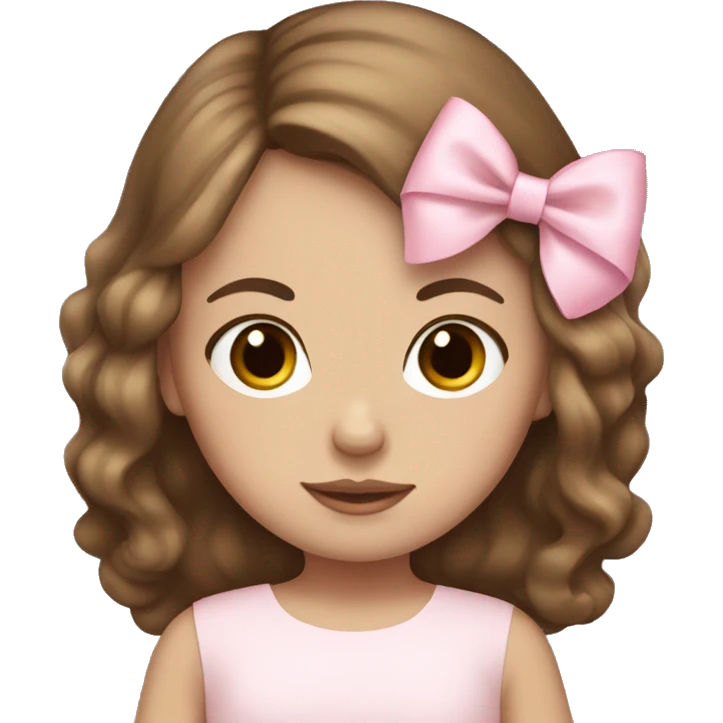 Brown hair white Girl with Baby pink bow emoji