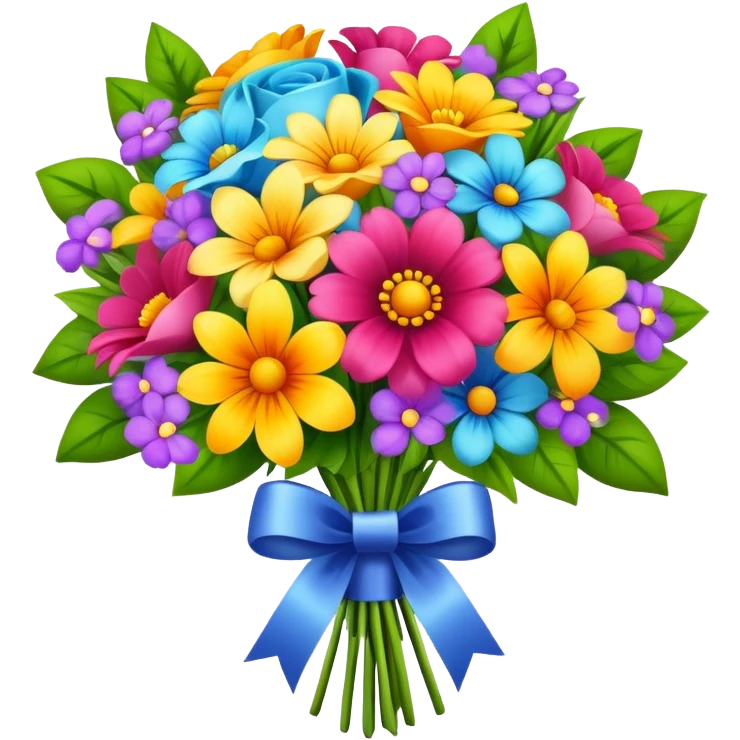 Wedding bouquet with colorful flowers emoji