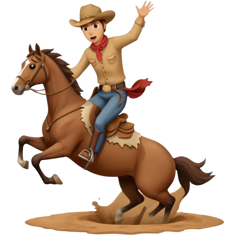 surprised cowboy falling backwards off a horse emoji