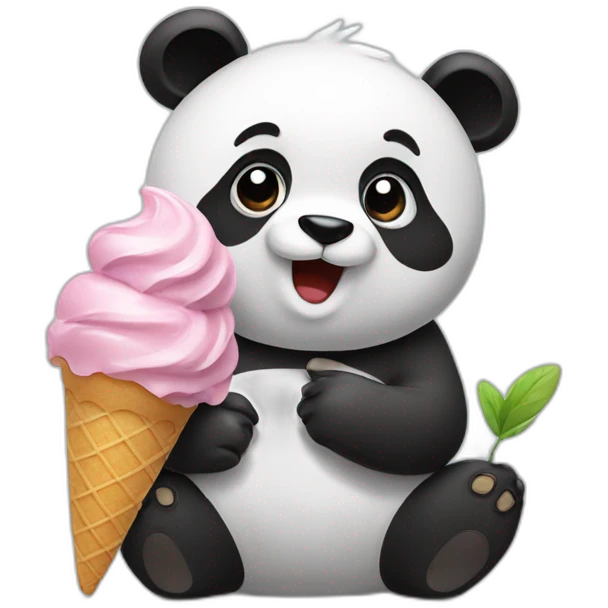 Panda eating ice cream emoji