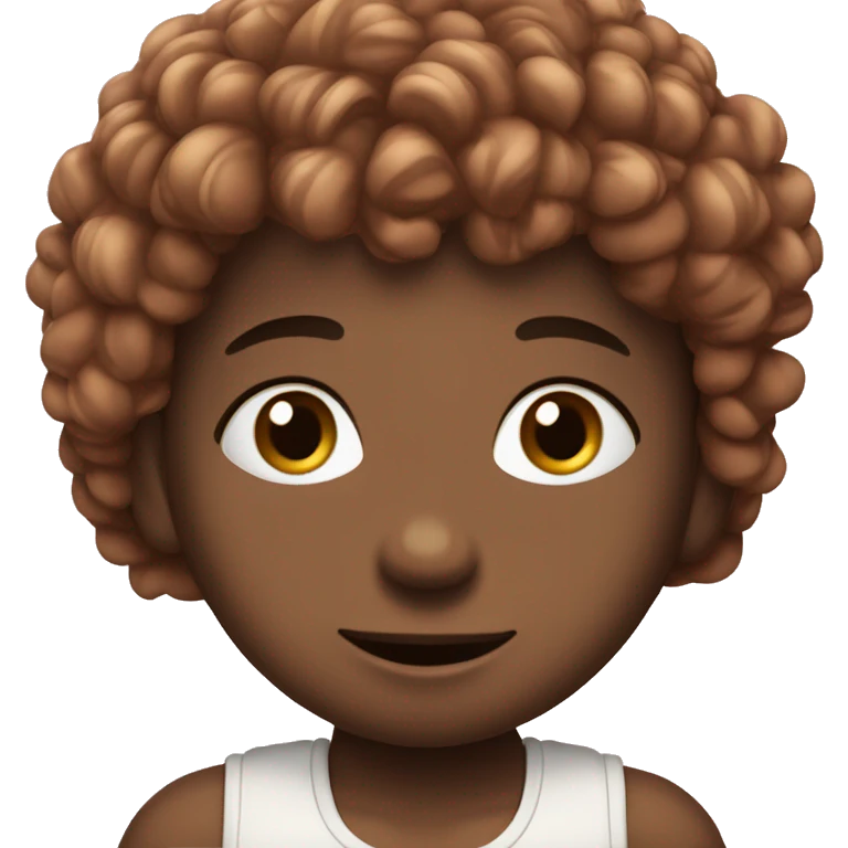 Bambino con capelli ricci e marroni e viso rosa  emoji