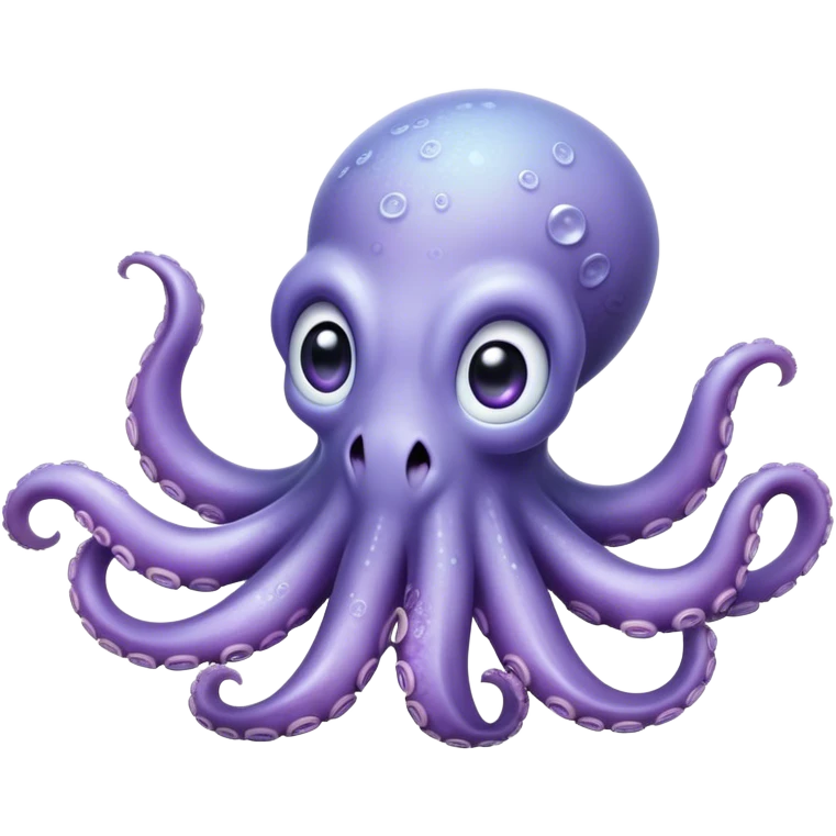 Cinematic Cute Baby Octopus Portrait Emoji, Head tilted slightly in a curious and endearing way, featuring a smooth, rounded light blue-purple body with enormous, sparkling eyes filled with warmth and innocence, delicate tentacles curling playfully, Simplified yet irresistibly adorable features, highly detailed, glowing with a soft, dreamy marine glow, high shine, affectionate and gentle, stylized with a touch of whimsical deep-sea charm, soft glowing outline, capturing the essence of a tiny, inquisitive octopus that looks ready to gently drift into your heart! emoji