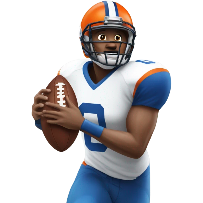 White tight end wearing blue & orange #89 catching a football emoji