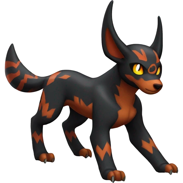 Cool Edgy Houndoom-Litten Fakémon Digimon with Edgy markings, full body, outlined emoji