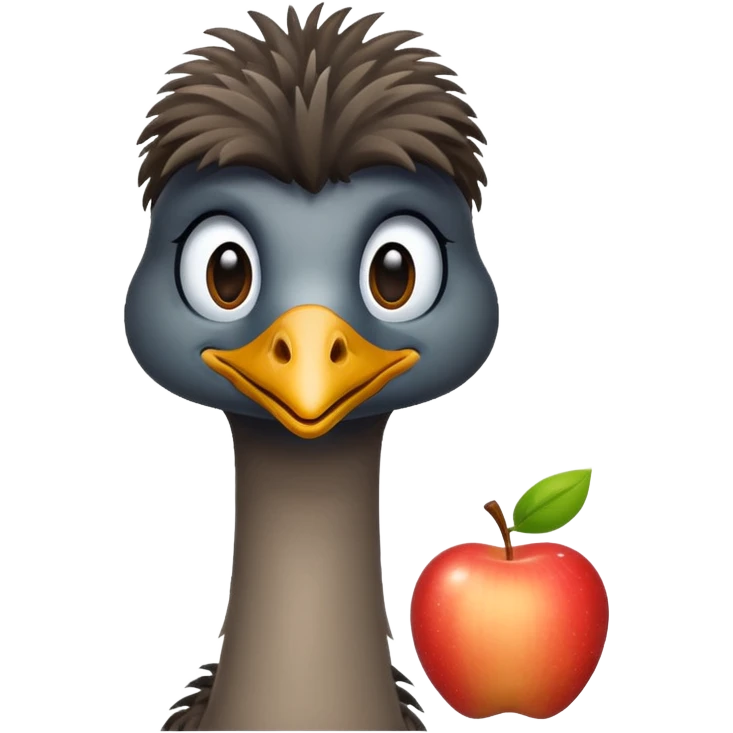 friendly emu, apple emoji style, transparent background emoji