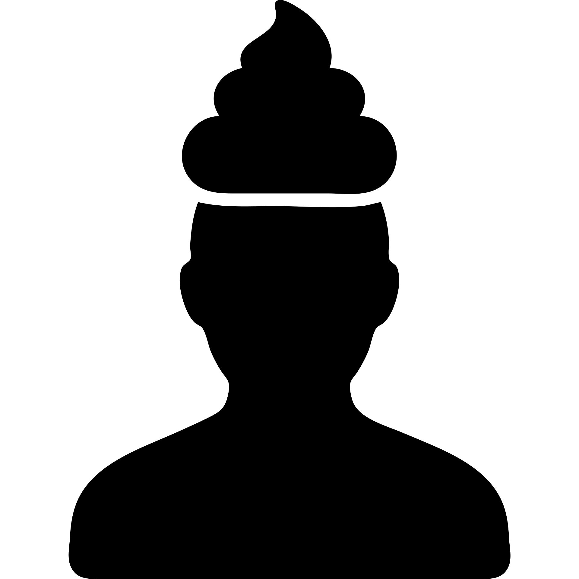 solid black icon of a man with poop on his head emoji
