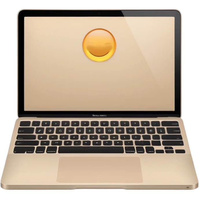 light beige laptop in MacBook style, modern minimalism, emoji style emoji