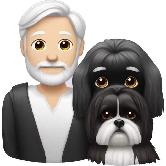 White human couple and black shih tzu  emoji