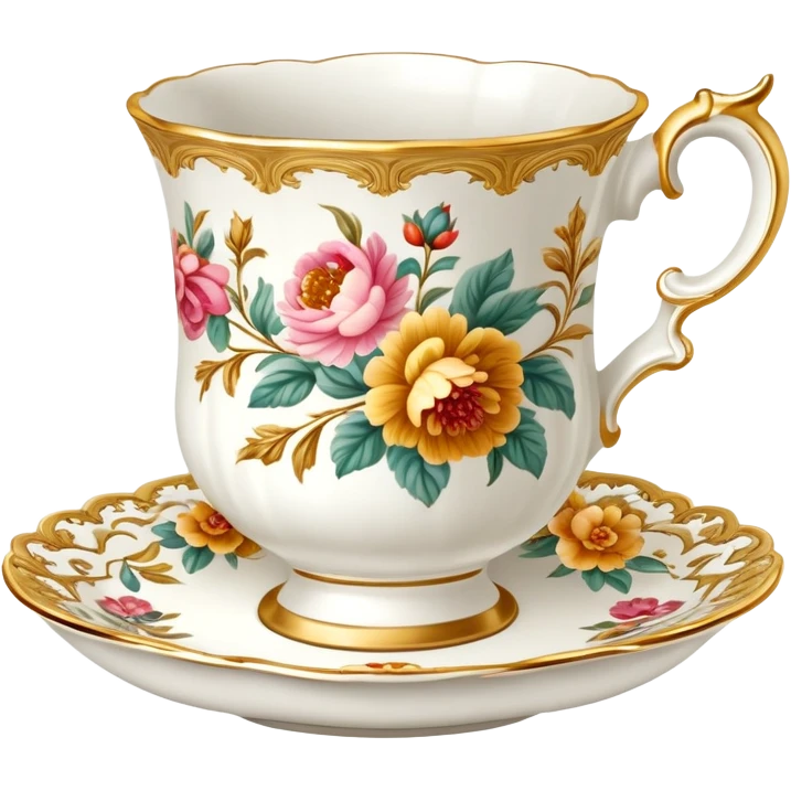 Warm-colored romantic Rococo tea cup emoji