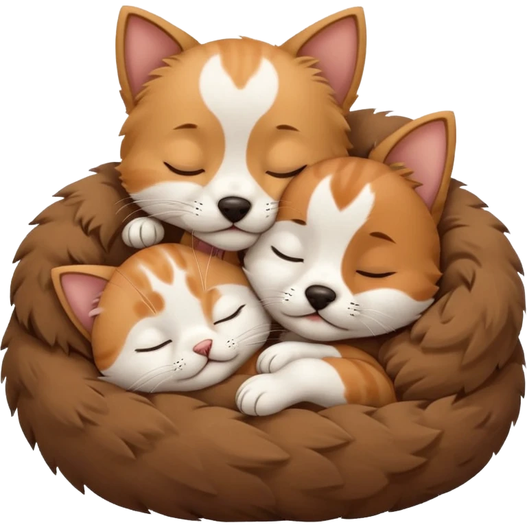 Kitten sleeping with dog puppy emoji